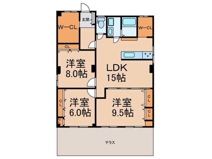 パールハイツ御影(3LDK/1階)の間取り写真