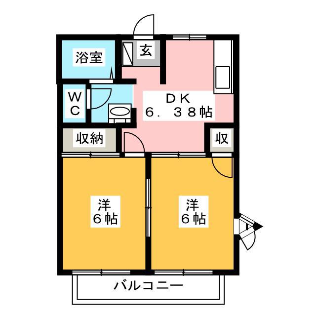 プラセオ一色(2DK/2階)の間取り写真