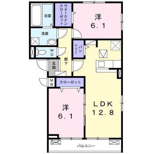 ラヴィータリッカ(2LDK/1階)の間取り写真