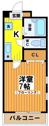 ウィリアムヒルズ高井戸(1K/1階)の間取り写真