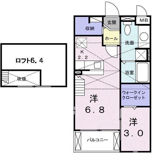 アリアスII(1LDK/2階)の間取り写真