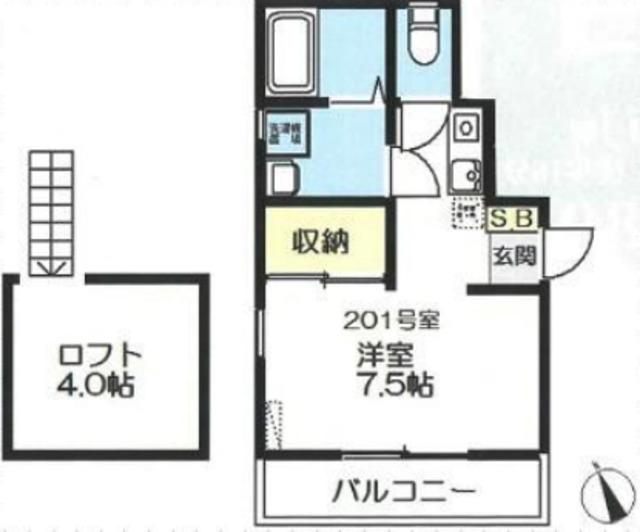 コーポ・ロータス(ワンルーム/2階)の間取り写真