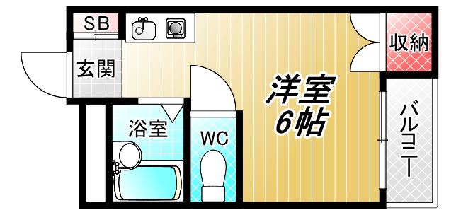 有馬パレス布施(ワンルーム/4階)の間取り写真