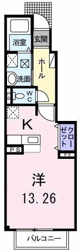 マンモス よこやま II(1K/1階)の間取り写真