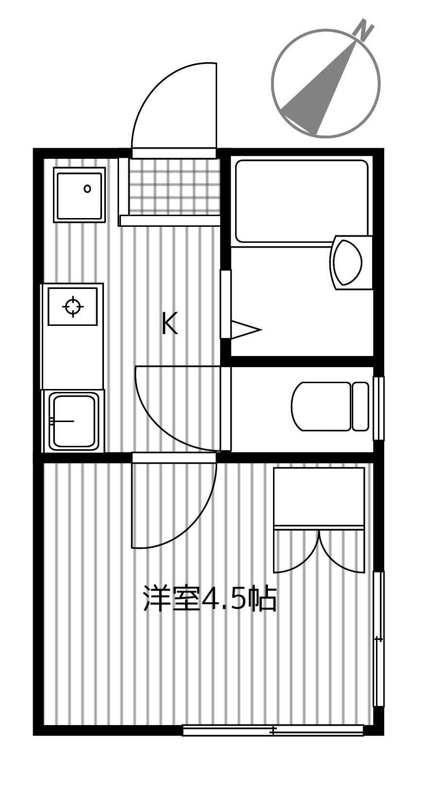 桜ヶ丘アイランド(1K/2階)の間取り写真