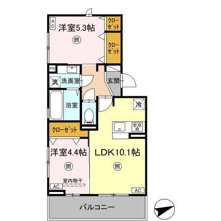 ラ・ソレイユ(2LDK/3階)の間取り写真