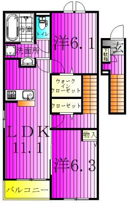 シーズン・ニコ(2LDK/2階)の間取り写真