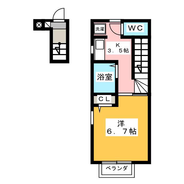 カサヴェルデ(1K/2階)の間取り写真