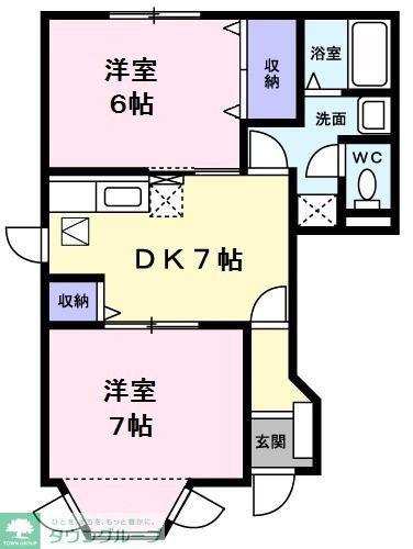 リバ-Nハイツ(2DK/1階)の間取り写真