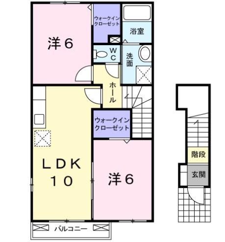 フィオ一レ(2LDK/2階)の間取り写真