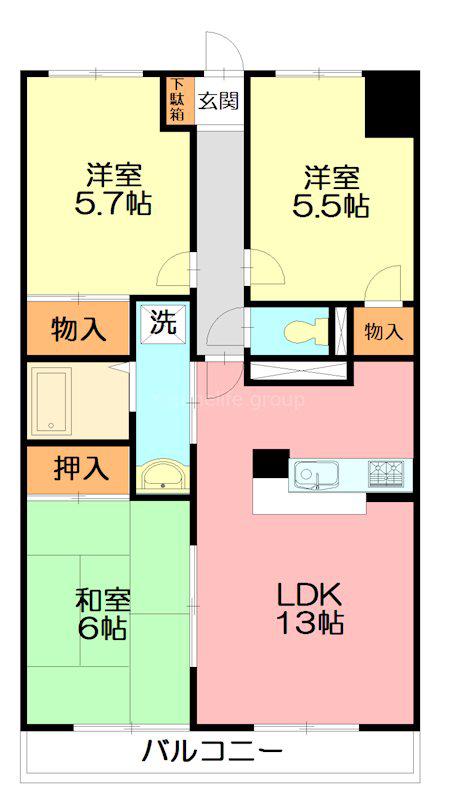 フローレンスユー(3LDK/3階)の間取り写真