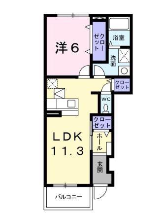 グランツ・メゾン(1LDK/1階)の間取り写真