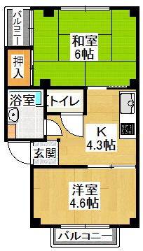 メゾンAY(2DK/3階)の間取り写真