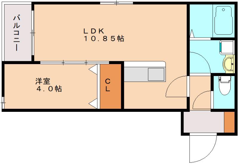 シャロム周船寺(1LDK/3階)の間取り写真