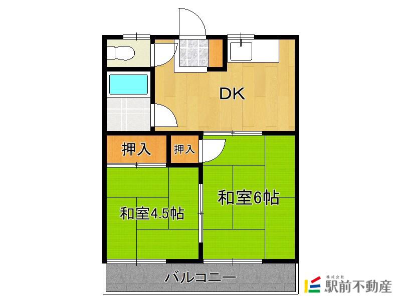 コーポ五楽(2DK/1階)の間取り写真