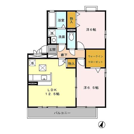 コゥジーコート A B(2LDK/1階)の間取り写真