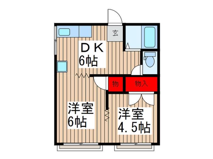 ユキハイツ(2DK/2階)の間取り写真