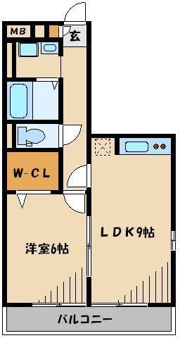 エスペランサ(1DK/2階)の間取り写真