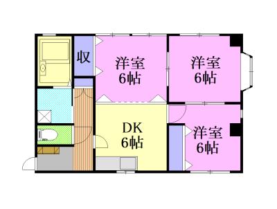 末広アパート(3DK/2階)の間取り写真