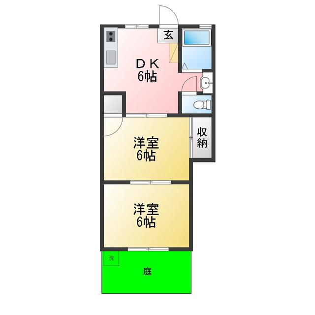 翠ハイツ(2DK/1階)の間取り写真