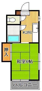 シャトレ菅原II(1K/2階)の間取り写真