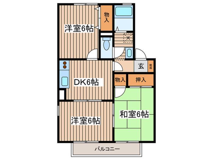 サンライズヒルA(3DK/1階)の間取り写真