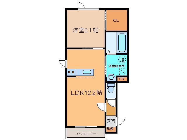 TOWN西13南15セオリー B棟(1LDK/1階)の間取り写真