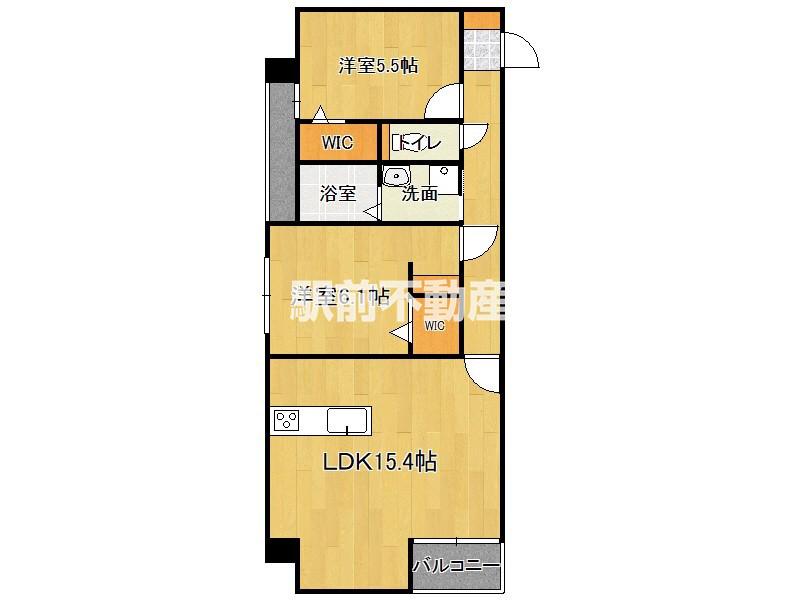 MODERN ASPIRATION西新ク(2LDK/2階)の間取り写真