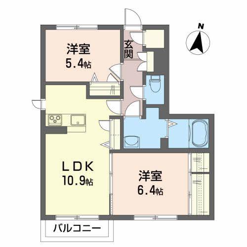 安齋ハイツII(2LDK/1階)の間取り写真