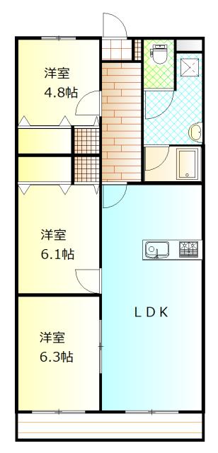 朝日プラザ(3LDK/1階)の間取り写真
