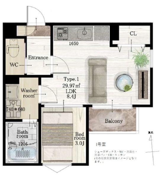 REGALEST六丁の目(1LDK/3階)の間取り写真