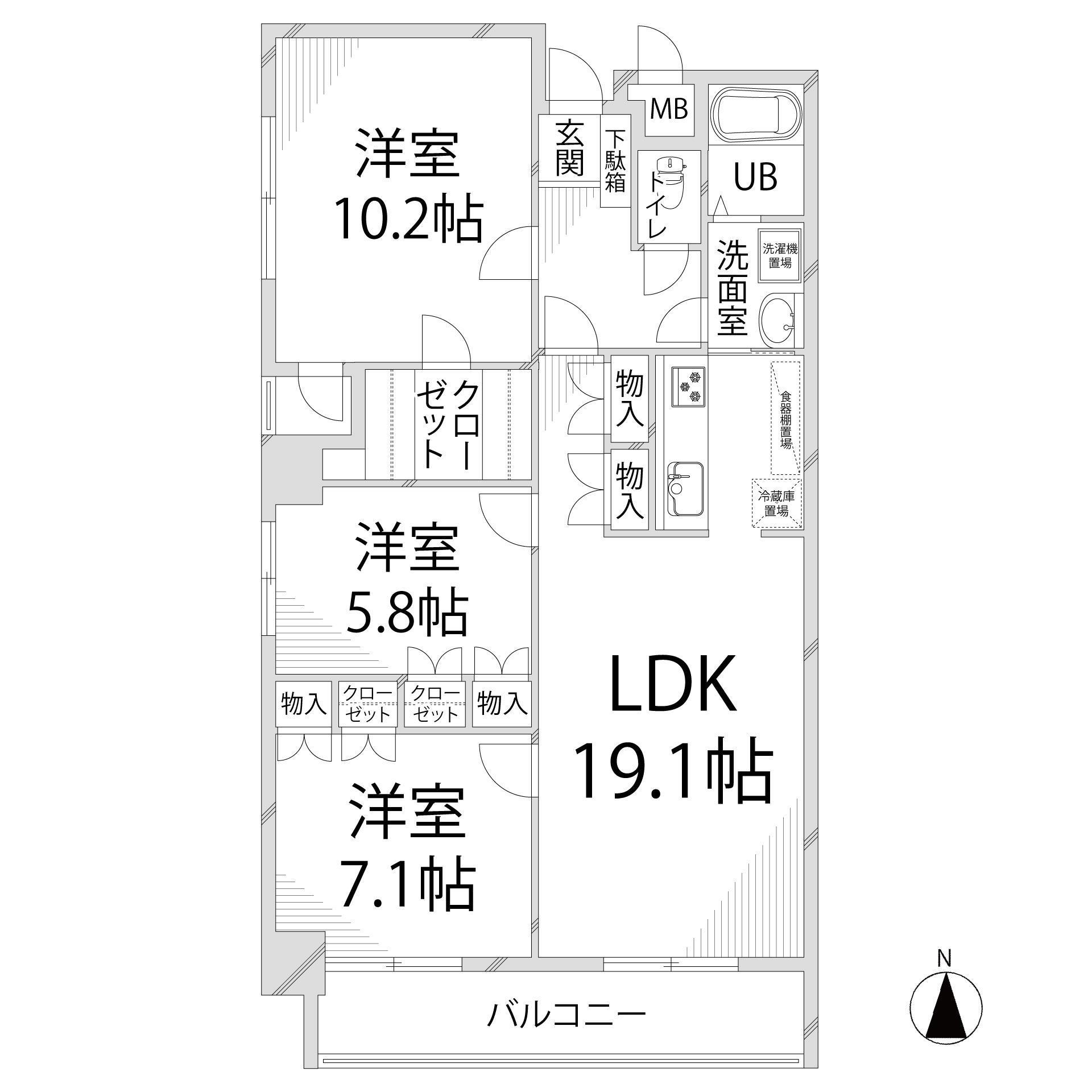 グランドヴュー島本(3LDK/11階)の間取り写真