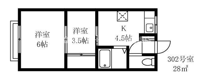 行徳・石田マンション(2K/2階)の間取り写真
