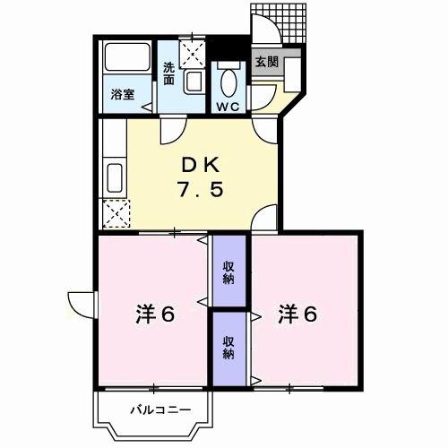 ソレイユ・ルヴァンA(2DK/1階)の間取り写真