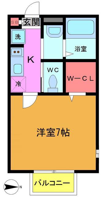 ローザ船橋(1K/1階)の間取り写真