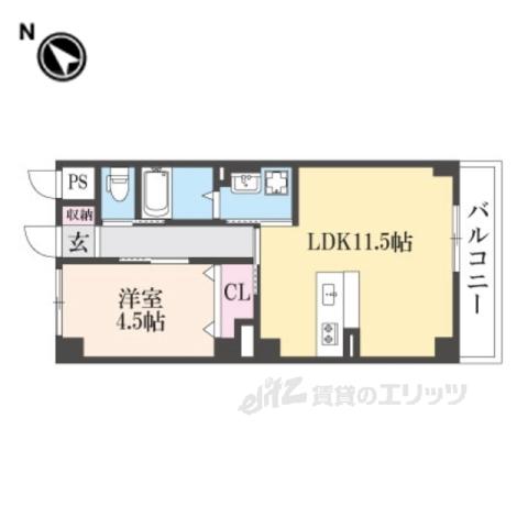 アスフォート野洲(1LDK/3階)の間取り写真