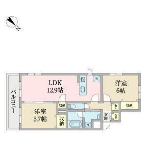トサキパークコート西京極(2LDK/2階)の間取り写真