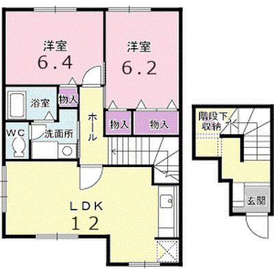 リヴィエールB(2LDK/2階)の間取り写真