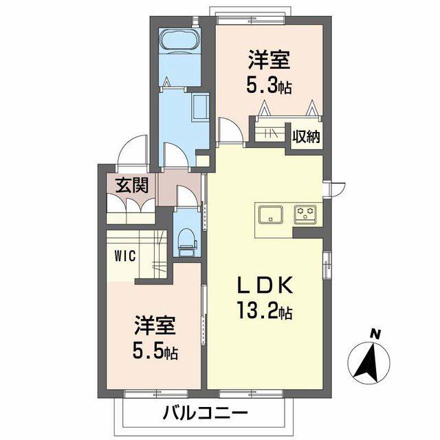 シャーメゾン西久万(2LDK/2階)の間取り写真