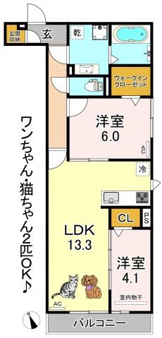 D-ROOM平野本町(2LDK/1階)の間取り写真