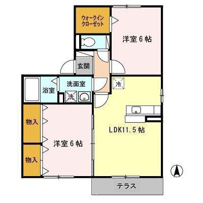 グランリーオ(2LDK/2階)の間取り写真