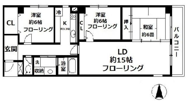 幕張台パークレジデンス(3LDK/2階)の間取り写真