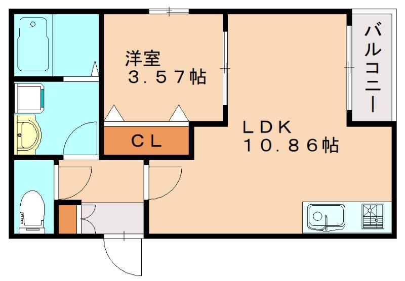 LA FELICE 姪浜(1LDK/2階)の間取り写真
