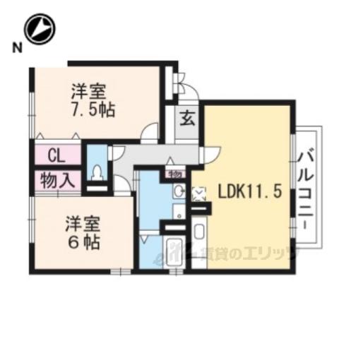 メルベーユ吉兆 A棟(2LDK/3階)の間取り写真