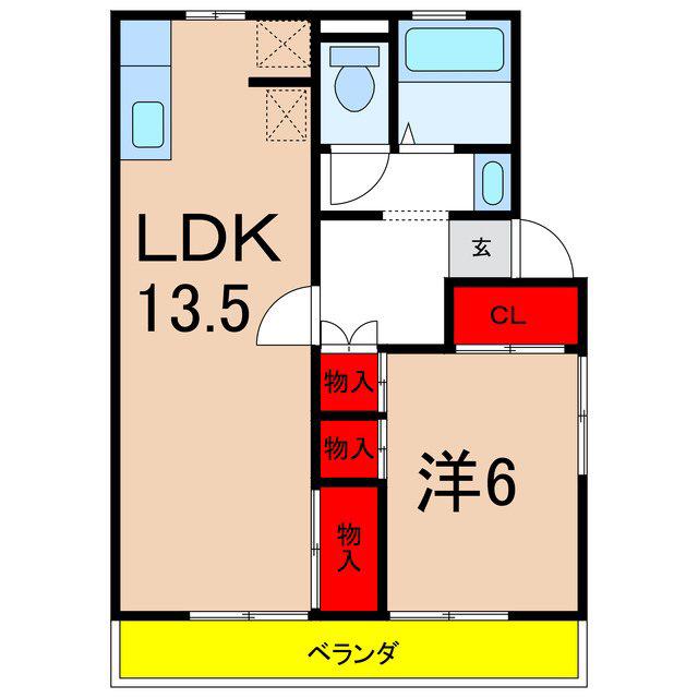 パルテール沢上(1LDK/2階)の間取り写真