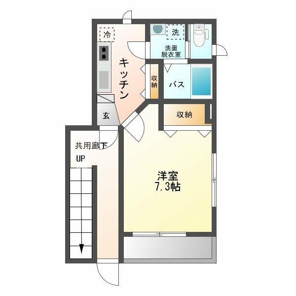 AK IX(1K/1階)の間取り写真
