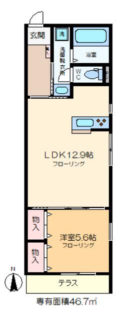 クレール墨田(1LDK/1階)の間取り写真