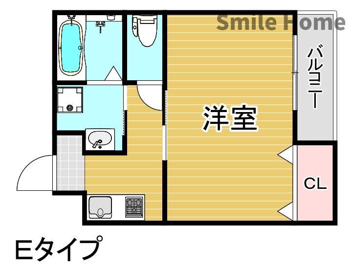 SUN生A号棟(1K/2階)の間取り写真