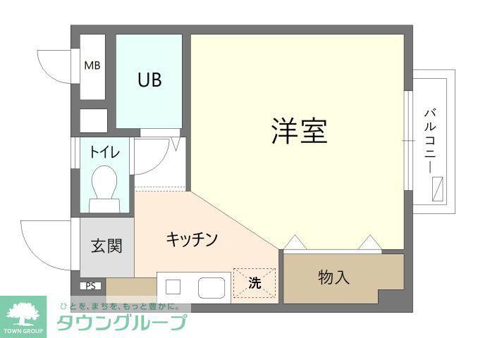 レインボーコート(ワンルーム/2階)の間取り写真