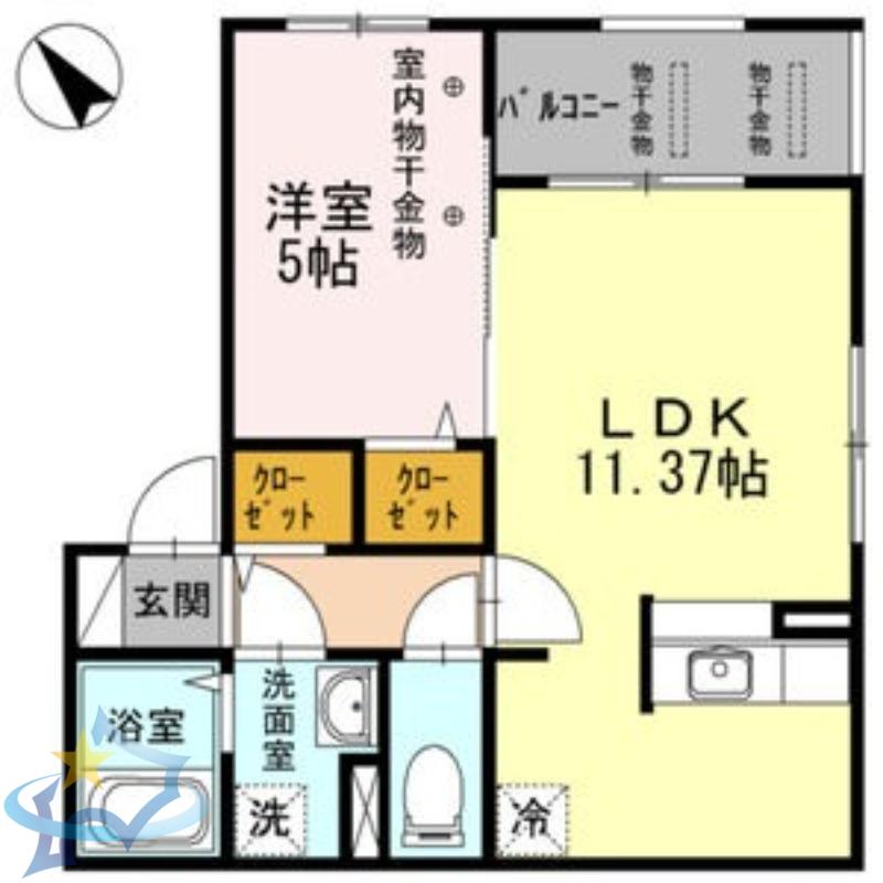 ブランドール八軒(1LDK/2階)の間取り写真